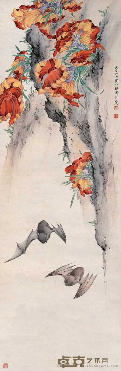 杨济川 1936年作 双福图 立轴 101.5×33cm